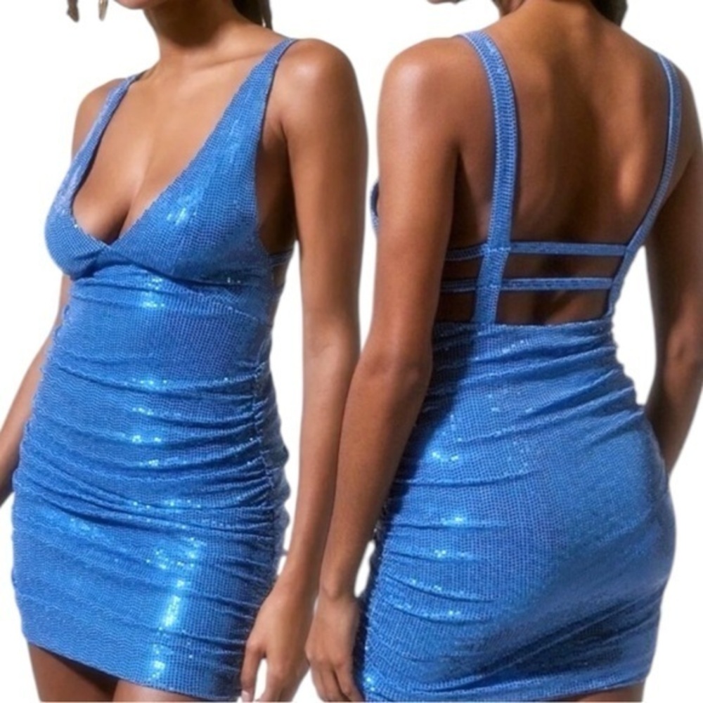 New With Tag Urban Outfitters Mila Blue Sequin Dress